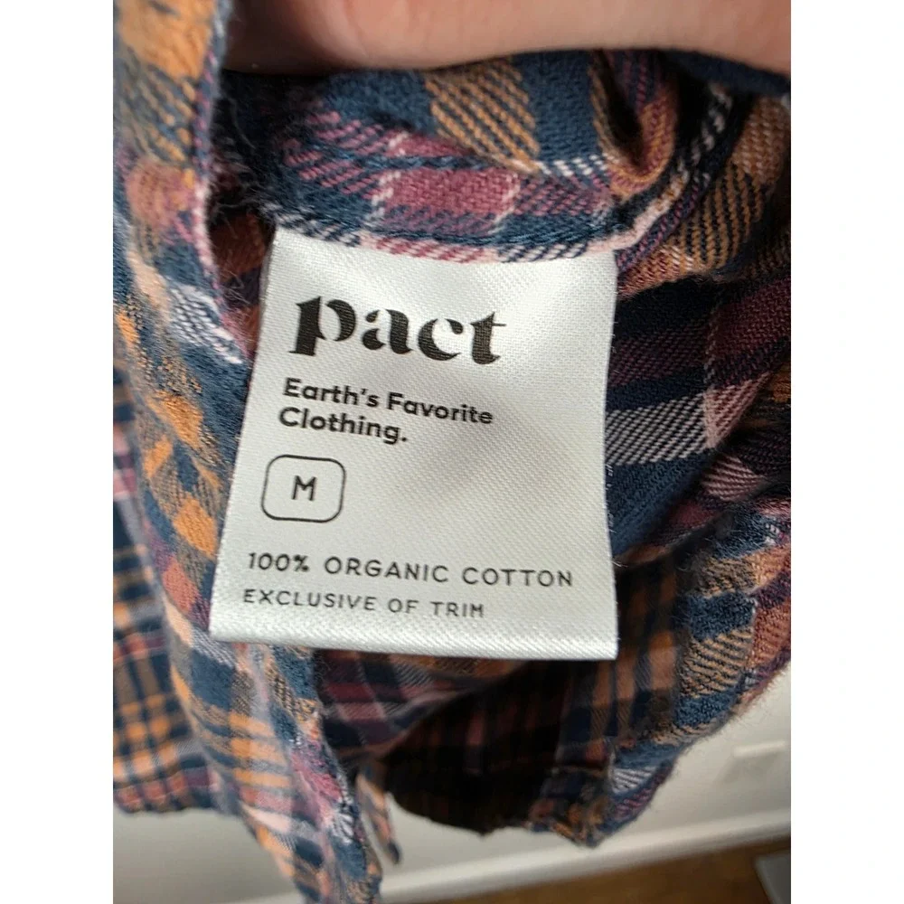 Pact Mens Plaid Button Shirt Long Sleeve‎ Cotton Casual Top Size Medium